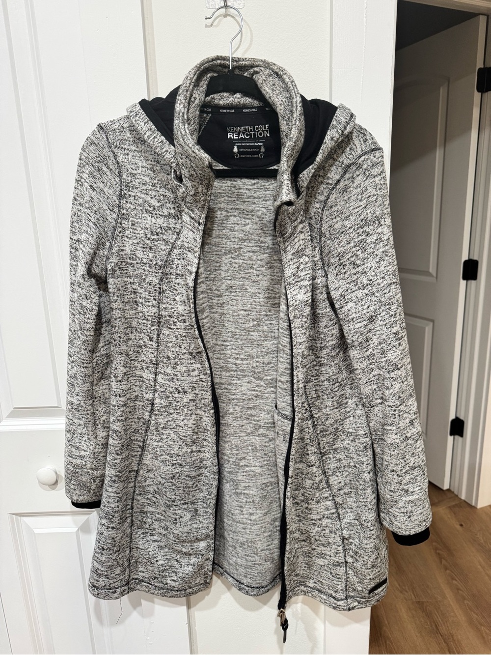 Kenneth Cole Reaction Marled Gray Hooded Fleece Jacket